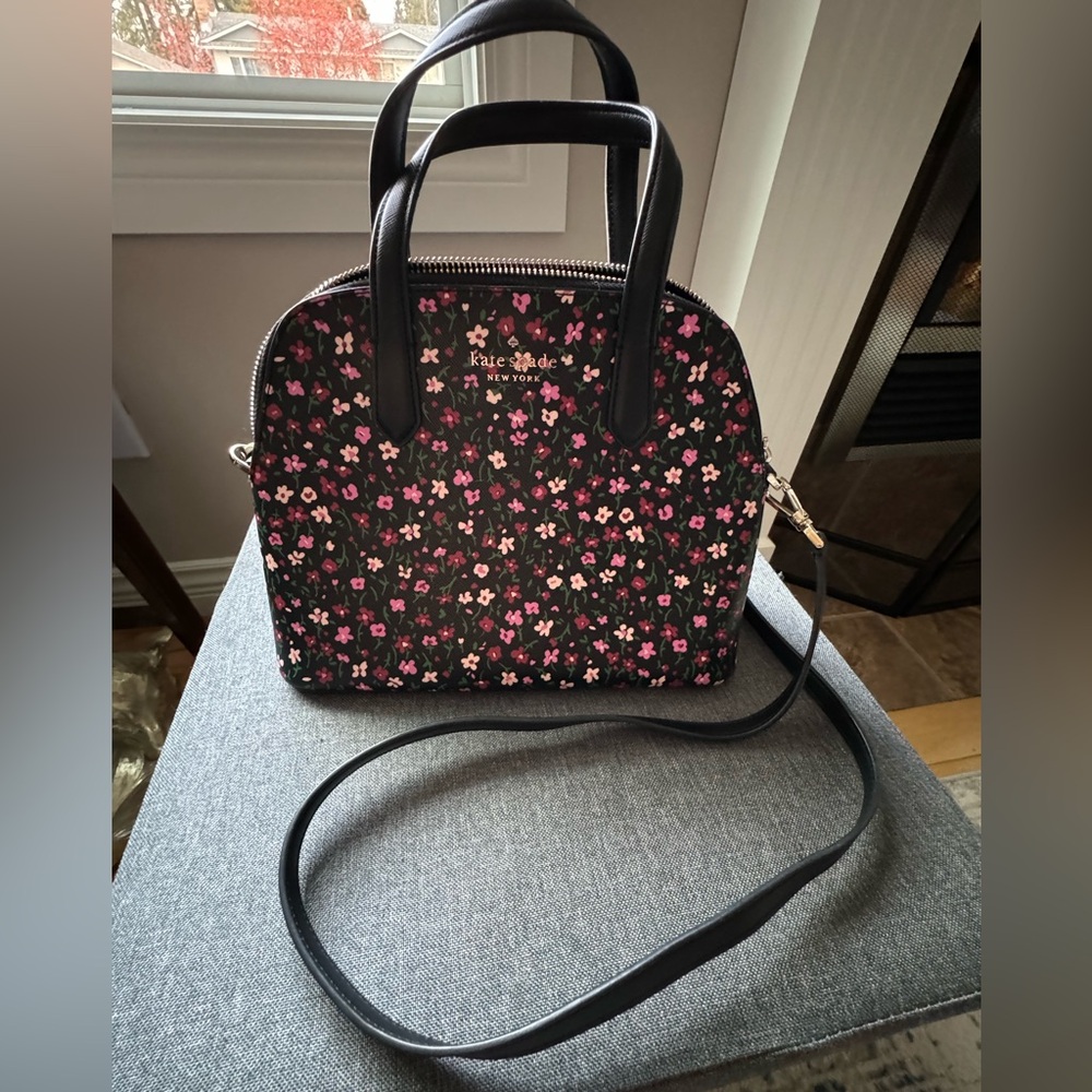 Kate Spade Black and Pink Floral Crossbody Bag